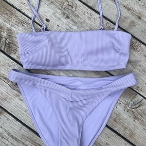 Purple ribbed Hollister bikini - size medium